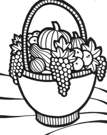 Educational The Fruit In Large Basket Coloring Pages | Laptopezine.
