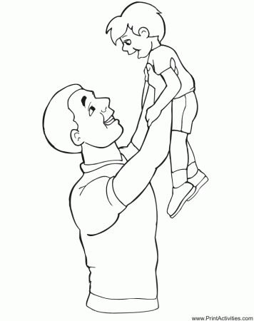 fathers day coloring page dad lifting young son