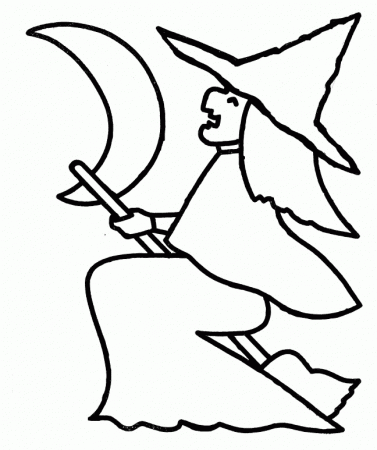 Witch Spooky Wanted To Fly To The Moon Coloring Page |Halloween 