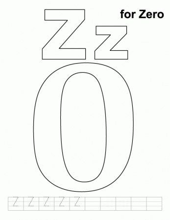 Z for zero coloring page with handwriting practice | Download Free 