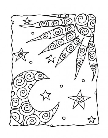 Printable Sun And Moon for Adult Coloring Page - Free Printable Coloring  Pages for Kids