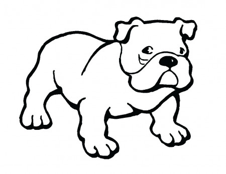 Black and white drawing of a bulldog for coloring free image download