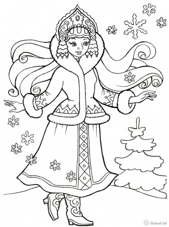 National costumes peoples of Russia Free Coloring pages online print.