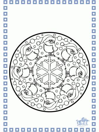 Coloring sheets Winter - Crafts pricking card Mandala