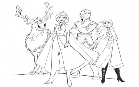 Coloring page Frozen 2 : Anna, Elsa, Kristoff and Sven 13