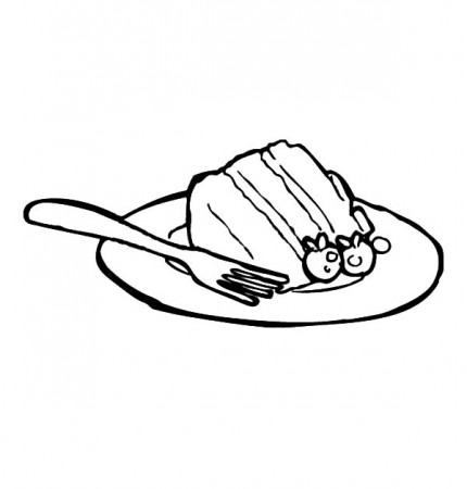 Cake Slice On Plate With Fork Coloring Pages : Best Place to Color