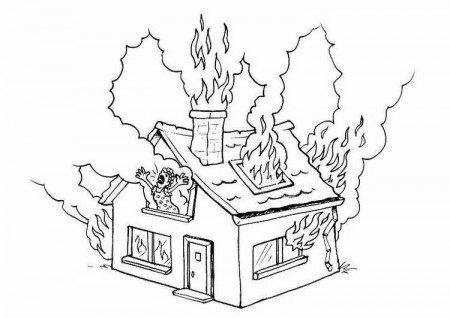 Coloring page house on fire - img 8176. | Coloring pages, Fire drawing,  Free coloring sheets