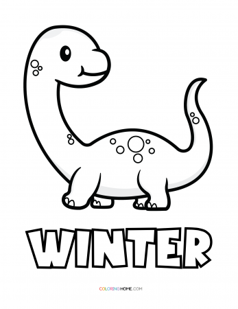 Winter dinosaur coloring page