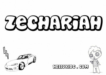kids name coloring pages, Zechariah boy name to color