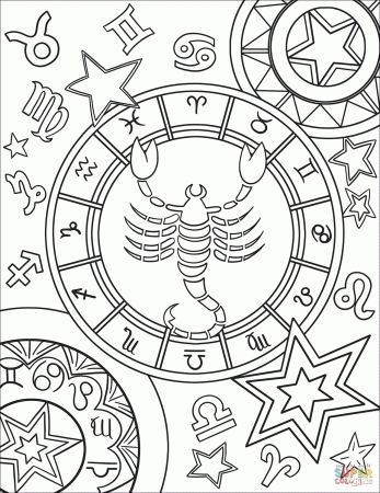 Scorpius Zodiac Sign coloring page | Free Printable Coloring Pages |  Geometric coloring pages, Moon coloring pages, Abstract coloring pages