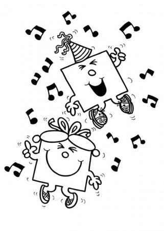Dance with Music in Mr Men and Little Miss Coloring Pages: Dance ...