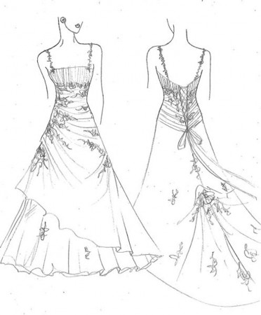 Easy Wedding Dress Coloring Pages #5169 Wedding Dress Coloring ...
