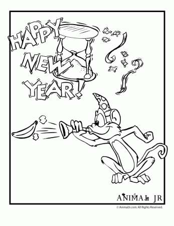 New Years Coloring Pages: Funny Animals | Animal Jr.