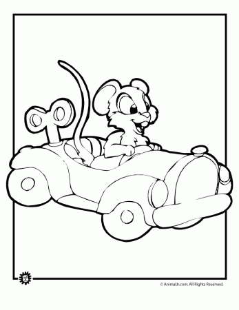 Mouse in Toy Car Coloring Page | Animal Jr.