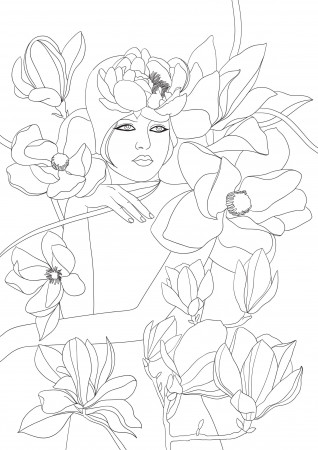 4 Printable Adult Coloring Pages PNG / A4 Flowers / Magnolia / - Etsy Sweden