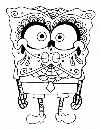 Spongebob Sugar Skulls Coloring Page