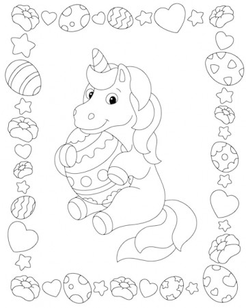 Premium Vector | Unicorn and easter egg coloring book page for kids