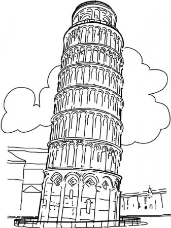 coloring in leaning tower of pisa - Clip Art Library