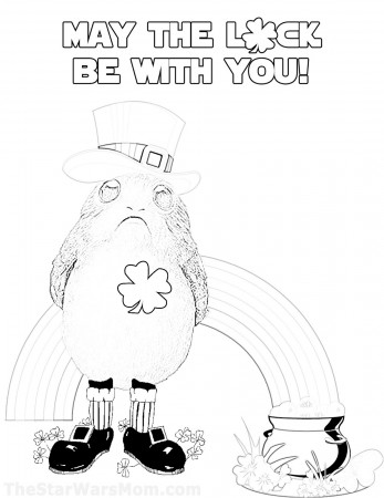 May The Luck Be With You - Porg Coloring Page - St. Patrick's Day - The  Star Wars Mom – Parties, Recipes, Crafts, and Printables