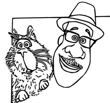 Soul - Joe and his cat coloring page