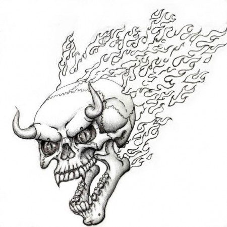 Flaming Skull Coloring Pages | flaming devil skull flash by ...