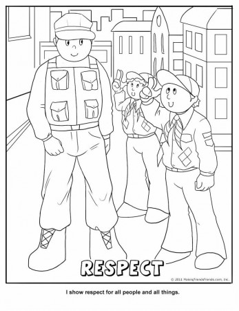 Printable Respect Coloring Page | Cub Scout Core Value - Respect | Pi…