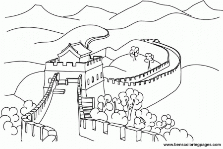 Great wall of China Colouring Pages