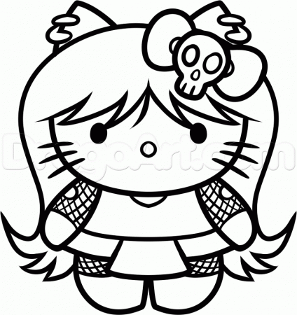 GOTHIC HELLO KITTY Colouring Pages