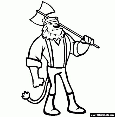 Lumberjack Lion Online Coloring Page