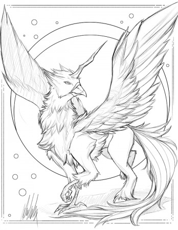 Coloring book page - Gryphon/unicorn by TKLastasis -- Fur Affinity [dot] net