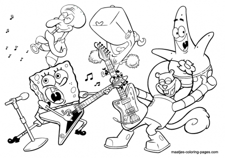 Maatje Coloring Page of the Week 25, Spongebob's music band