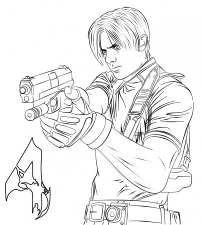 Leon from Resident Evil Coloring Page - Free Printable Coloring Pages for  Kids