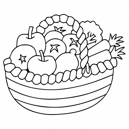 Premium Vector | Fruit basket coloring page for kids, vector illustration  eps, and image