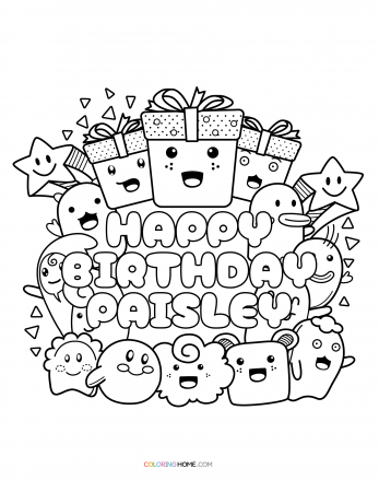 Happy Birthday Paisley coloring page