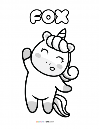 Fox unicorn coloring page