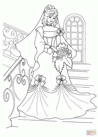 Princess in a Wedding Dress coloring page | Free Printable ...