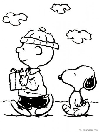 Snoopy Coloring Pages Cartoons Charlie Brown and Snoopy Bring Christmas  Present Printable 2020 5633 Coloring4free - Coloring4Free.com