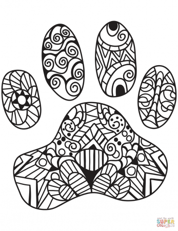 Cat Paw Print Zentangle coloring page | Free Printable Coloring Pages | Cat paw  print, Paw print drawing, Cat coloring book