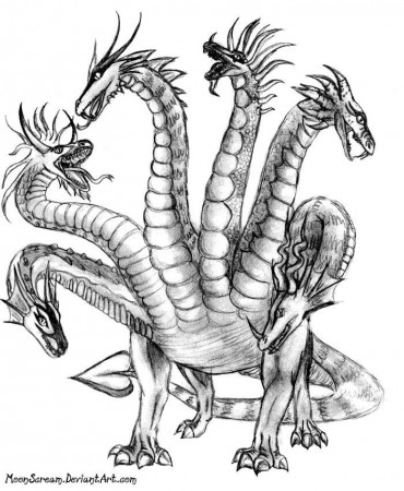 700x851 6 Headed Hydra by moonscream on DeviantArt | Dragon drawing,  Drawings, Dragon coloring page