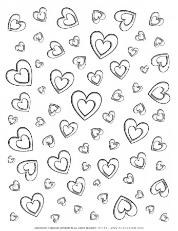 Adult Coloring Pages - Hearts | Planerium