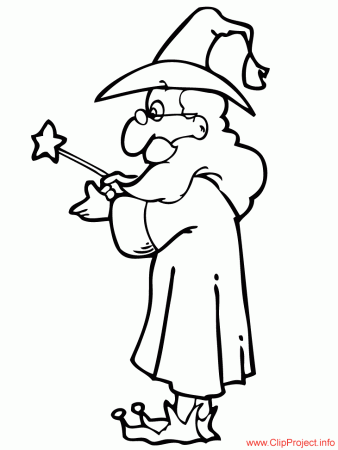 Wizard coloring magician free sheet