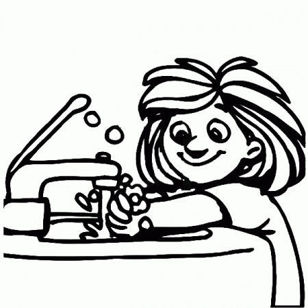 Hand Washing For Kids Coloring Page
