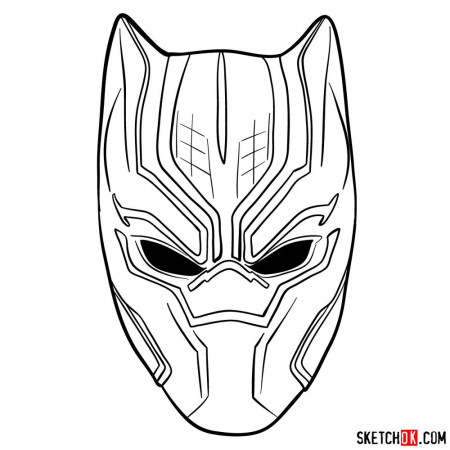 How to draw a Black Panther mask - Sketchok easy drawing guides