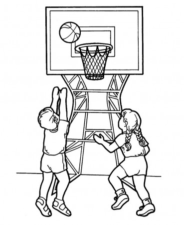 Kids Playing Basketball Coloring Page - Free Printable Coloring Pages for  Kids