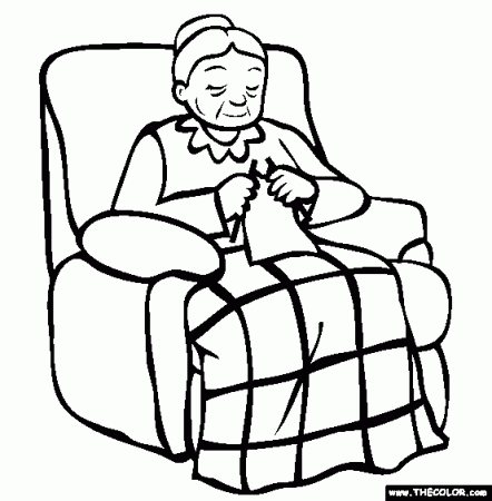 Reclining Grandma Online Coloring Page | Coloring pages, Online ...