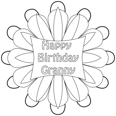 Happy Birthday Grandmother, Grandma, Granny Coloring Pages