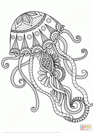 Jellyfish Zentangle coloring page | Free Printable Coloring Pages ...