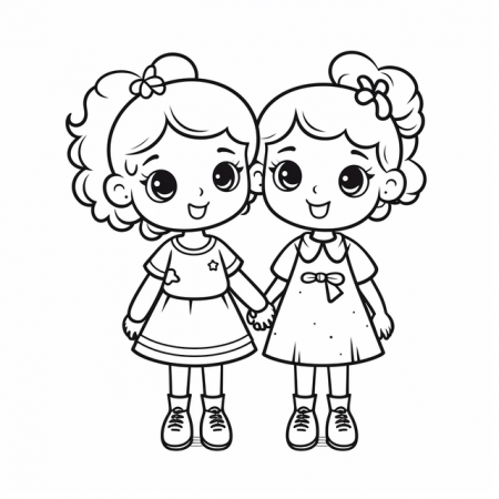 Two Girls Coloring Pages From Two ...