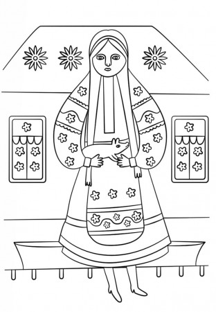 Ukrainian woman from Maria Prymachenko Coloring Page - Free Printable Coloring  Pages for Kids