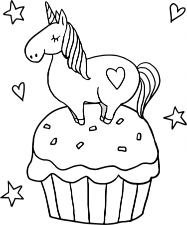 Little Unicorn On Cupcake Coloring Page - Free Printable Coloring Pages for  Kids
